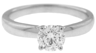 18kt white gold engagement ring with round diamond .46ct