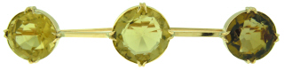 14kt yellow gold pin with three large round citrines