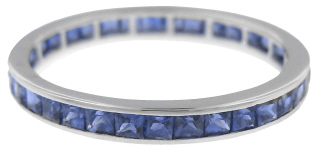 18kt white gold  French cut sapphire eternity channel band