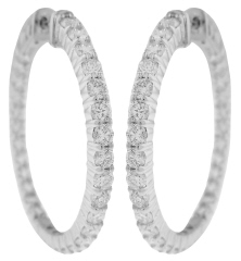 14kt white gold inside/outside diamond hoop earrings