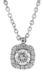 18kt white gold diamond pendant with halo and chain