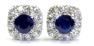 18kt white gold diamond and sapphire earrings.