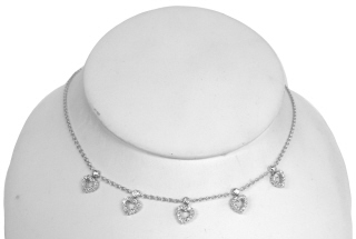 18kt white gold multiple diamond hearts necklace 16"