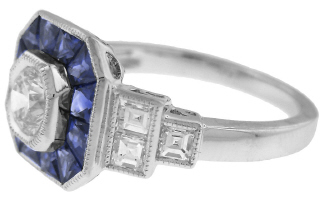 18kt white gold sapphire and diamond ring.