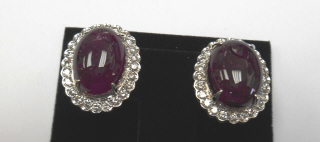 18kt white gold cabochon tourmaline and diamond earrings