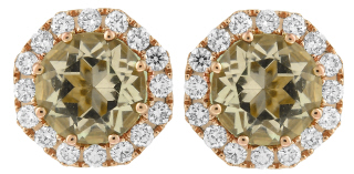 18kt rose gold morganite and diamond earrings.