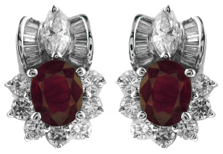 14kt white gold ruby and diamond earrings