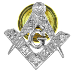 14kt yellow gold diamond Masonic pin