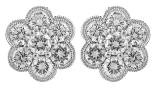 18kt white gold diamond flower style earrings.