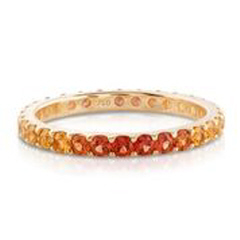 18kt yellow gold orange sapphire ombre eternity band.