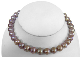 Fresh water lavender pearl strand with 14kt white gold clasp
