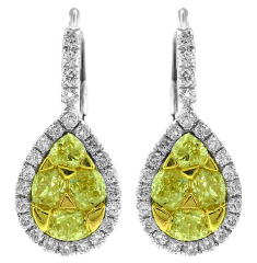 18kt two-tone fancy yellow diamond earrings with eurowires
