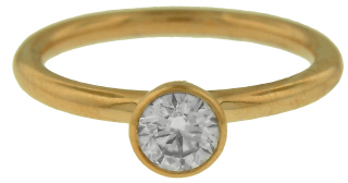 18kt rose gold bezel set diamond ring.