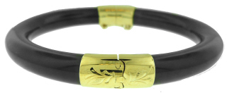 18kt yellow gold green jade bangle bracelet