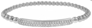 18kt white gold bead style flexible diamond bracelet.