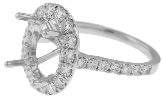 18kt white gold diamond halo semi-mount ring