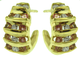 14kt yellow gold pink tourmaline and diamond earrings