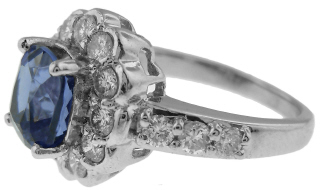 Platinum tanzanite and diamond ring