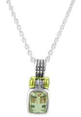 Silver and 18kt yellow gold Lagos Caviar white topaz pendant with chain