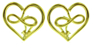 18kt yellow gold heart and infinity design earrings