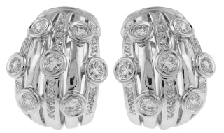 14kt white gold wide huggie style diamond earrings