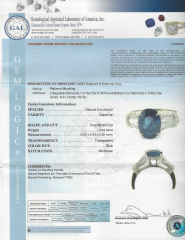 Platinum oval sapphire and diamond ring