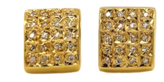 18kt yellow gold square shape diamond earrings