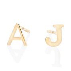 14kt yellow gold "A" "J" initial earrings.