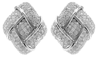 14kt white gold pave diamond earrings 6.00cttw+/-.