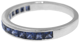 18kt white gold channel set sapphire band,