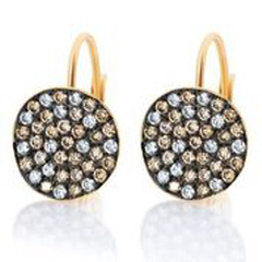 18kt yellow gold hanging pave brown diamond earrings.