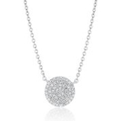 14kt white gold pave diamond disc necklace