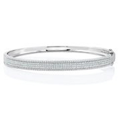 14kt white gold pave diamond bangle bracelet