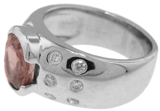 18kt white gold pink sapphire and diamond ring