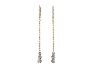 18kt yellow gold chain style diamond dangle earrings.