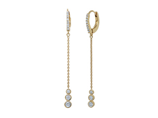 18kt yellow gold chain style diamond dangle earrings.