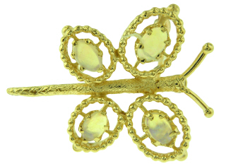 14kt yellow gold opal butterfly pin