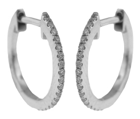 14kt white gold diamond huggie earrings