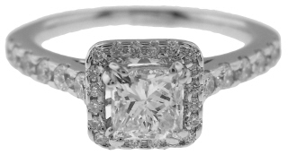 14kt white gold princess cut diamond engagement ring .60ct D SI2 GIA