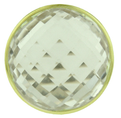 14kt yellow gold round checkerboard faceted quartz ring