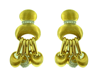 18kt yellow gold earrings with multi dangling charms
