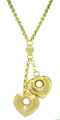 14kt yellow and rose gold puff heart necklace