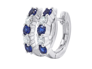 18kt white gold sapphire and diamond huggie earring