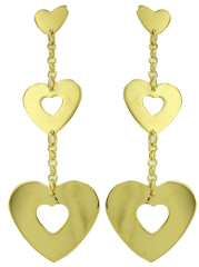 14kt yellow gold heart shape dangle earrings
