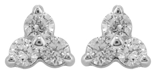 14kt white gold diamond cluster stud earrings