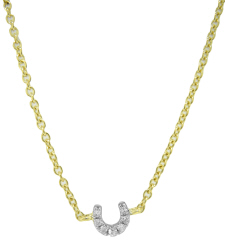 14kt yellow gold diamond horseshoe pendant