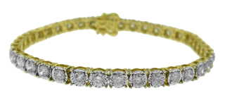 14kt yellow gold illusion mounting diamond tennis bracelet 4.00tw