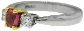 Plat/18KT 0.56ct pink sapphire & diamond ring