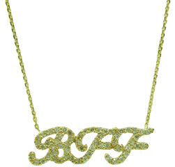 14kt yellow gold diamond "BFF" name necklace.