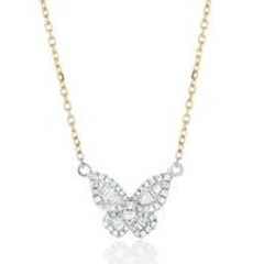 18kt two-tone mini diamond butterfly pendant with chain.
